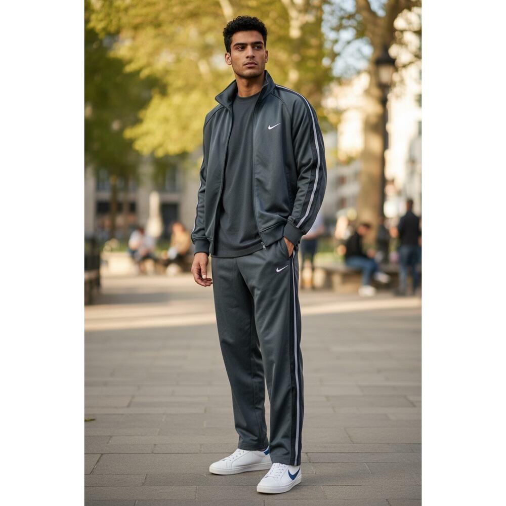Nike Vintage Track Pants XL Black Side Stripe Retro Y2K Athletic Joggers